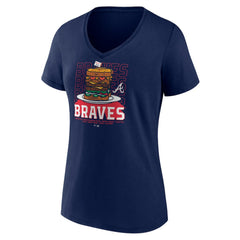 Atlanta Braves Women's Blooper Burger V-Neck T-Shirt - MLB T-shirts