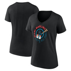 Miami Marlins Women's Let's Go Fish V-Neck T-Shirt - MLB T-shirts