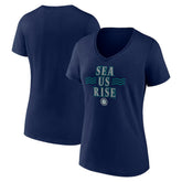 Seattle Mariners Women's Sea Us Rise V-Neck T-Shirt - MLB T-shirts