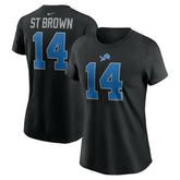 Detroit Lions Amon-Ra St. Brown Women's Player Name & Number T-Shirt | NFL Sale
