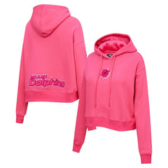 Miami Dolphins Pro Standard Women's Triple Pink Cropped Fleece Pullover Hoodie | NFL Online
