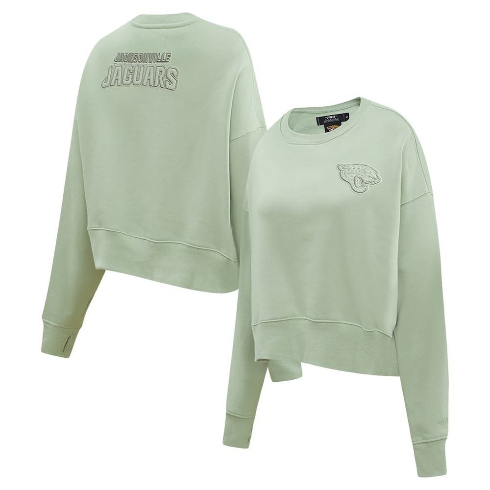 Jacksonville Jaguars Pro Standard Women's Oversized Cropped Neutral Pullover Sweatshirt | NFL On sale