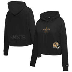 New Orleans Saints Pro Standard Women's Jeweled Cropped Pullover Hoodie | NFL Online