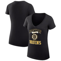 Boston Bruins G-III 4Her by Carl Banks Women's Super-Slim Fit Lightweight Team Logo Graphic V-Neck T-Shirt - NHL T-shirts
