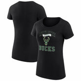 Black Milwaukee Bucks G-III 4Her by Carl Banks Women's Super-Slim Fit Lightweight Team Logo T-Shirt | NBA