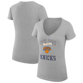 Heather Gray New York Knicks G-III 4Her by Carl Banks Women's Super-Slim Fit Lightweight Team Logo V-Neck T-Shirt | NBA