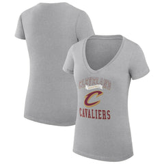Heather Gray Cleveland Cavaliers G-III 4Her by Carl Banks Women's Super-Slim Fit Lightweight Team Logo V-Neck T-Shirt sale | NBA
