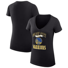 Black Golden State Warriors G-III 4Her by Carl Banks Women's Super-Slim Fit Lightweight Team Logo V-Neck T-Shirt sale | NBA