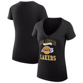 Black Los Angeles Lakers G-III 4Her by Carl Banks Women's Super-Slim Fit Lightweight Team Logo V-Neck T-Shirt | NBA