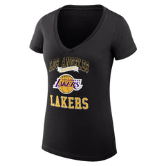 Black Los Angeles Lakers G-III 4Her by Carl Banks Women's Super-Slim Fit Lightweight Team Logo V-Neck T-Shirt | NBA