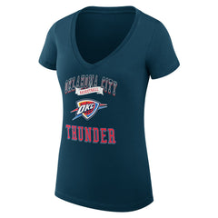 Navy Oklahoma City Thunder G-III 4Her by Carl Banks Women's Super-Slim Fit Lightweight Team Logo V-Neck T-Shirt | NBA