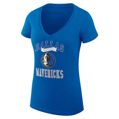 Blue Dallas Mavericks G-III 4Her by Carl Banks Women's Super-Slim Fit Lightweight Team Logo V-Neck T-Shirt sale | NBA