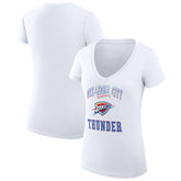 White Oklahoma City Thunder G-III 4Her by Carl Banks Women's Super-Slim Fit Lightweight Team Logo V-Neck T-Shirt | NBA