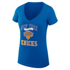 Blue New York Knicks G-III 4Her by Carl Banks Women's Super-Slim Fit Lightweight Team Logo V-Neck T-Shirt | NBA