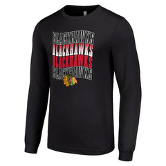 Chicago Blackhawks Starter Four Team Name Logo Long Sleeve Graphic T-Shirt - NHL T-shirts