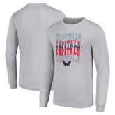 Washington Capitals Starter Four Team Name Logo Long Sleeve Graphic T-Shirt - NHL T-shirts