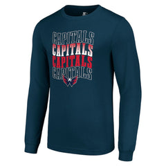 Washington Capitals Starter Four Team Name Logo Long Sleeve Graphic T-Shirt - NHL T-shirts