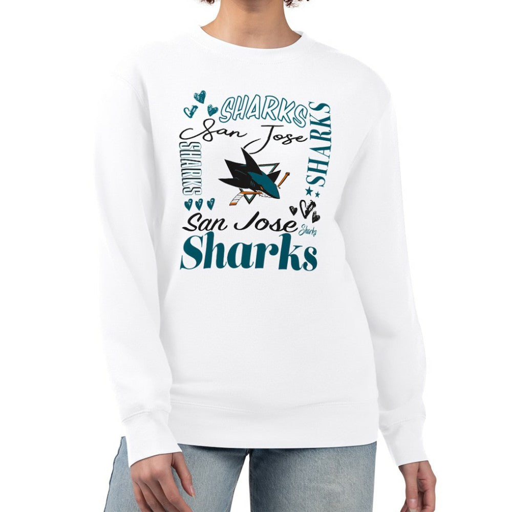 San Jose Sharks G-III 4Her by Carl Banks Women's Collage Graphic Fleece Long Sleeve Pullover Sweatshirt - NHL Sweatshirts