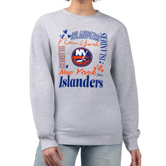 New York Islanders G-III 4Her by Carl Banks Women's Collage Graphic Fleece Long Sleeve Pullover Sweatshirt - NHL Sweatshirts