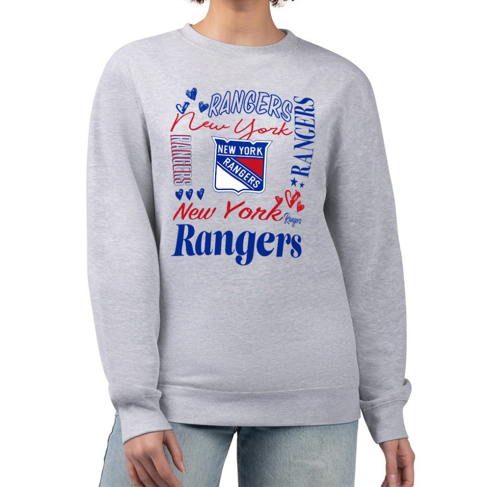 New York Rangers G-III 4Her by Carl Banks Women's Collage Graphic Fleece Long Sleeve Pullover Sweatshirt - NHL Sweatshirts