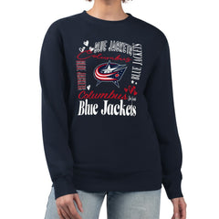 Columbus Blue Jackets G-III 4Her by Carl Banks Women's Collage Graphic Fleece Long Sleeve Pullover Sweatshirt - NHL Sweatshirts