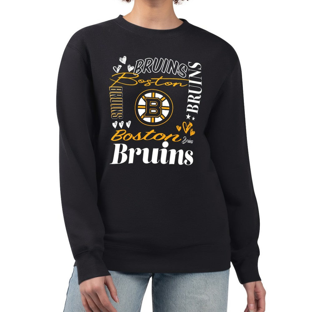 Boston Bruins G-III 4Her by Carl Banks Women's Collage Graphic Fleece Long Sleeve Pullover Sweatshirt - NHL Sweatshirts