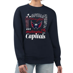 Washington Capitals G-III 4Her by Carl Banks Women's Collage Graphic Fleece Long Sleeve Pullover Sweatshirt - NHL Sweatshirts