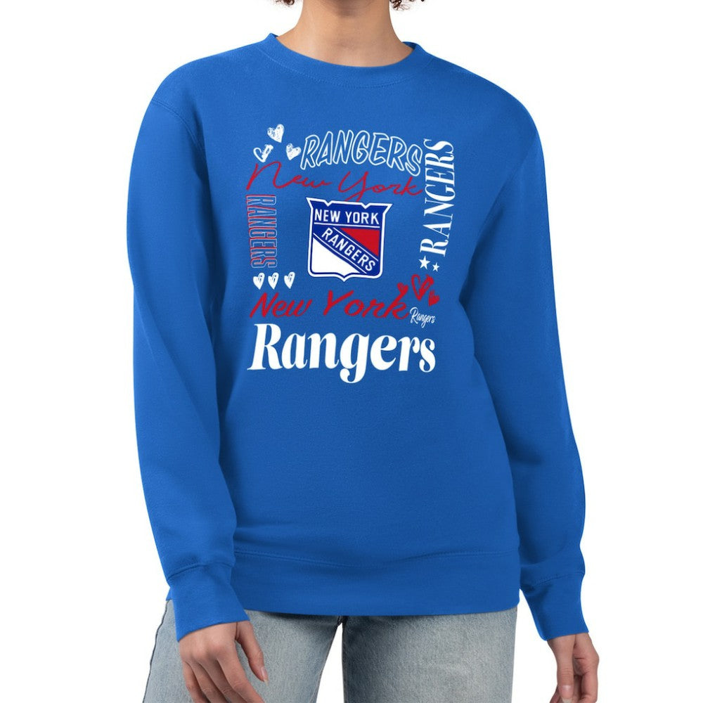 New York Rangers G-III 4Her by Carl Banks Women's Collage Graphic Fleece Long Sleeve Pullover Sweatshirt - NHL Sweatshirts