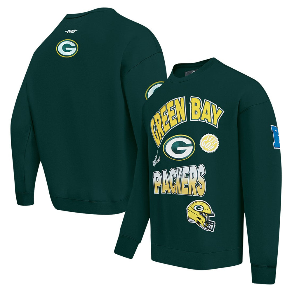 Green Bay Packers Pro Standard Turn It Up Drop Shoulder Pullover Sweatshirt | NFL Discount