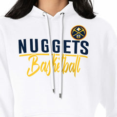 White Denver Nuggets G-III 4Her by Carl Banks Women's Graphics Fleece Pullover Hoodie sale | NBA