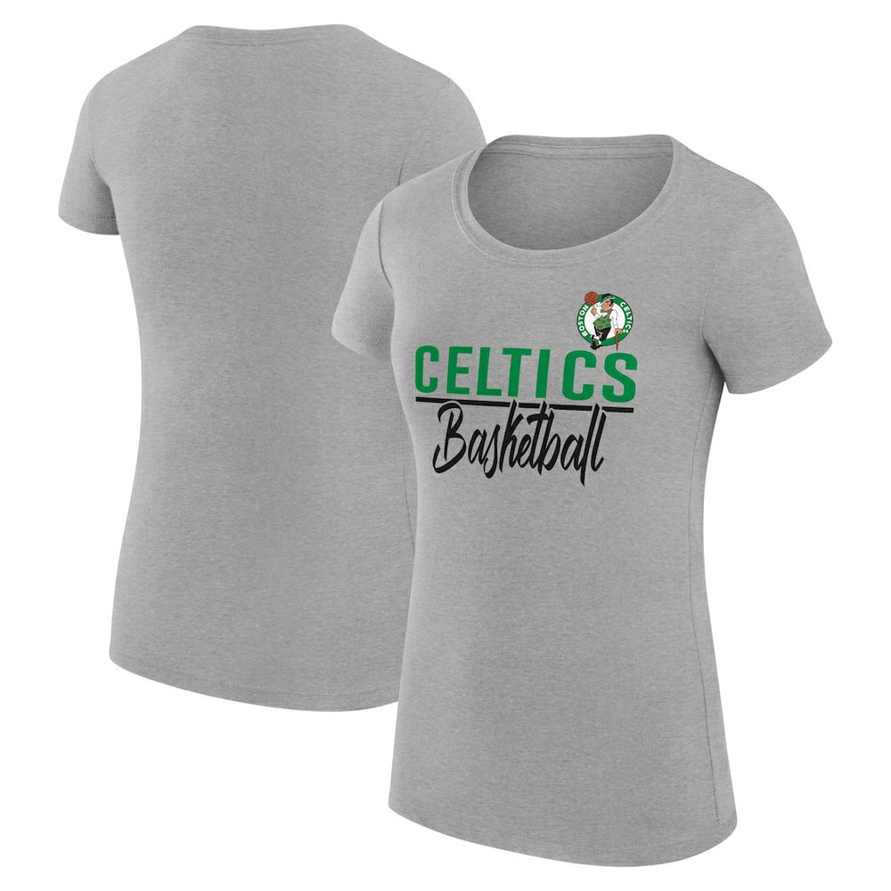 Heather Gray Boston Celtics G-III 4Her by Carl Banks Women's Super-Slim Fit Lightweight Team Sport V-Neck T-Shirt | NBA