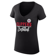 Black LA Clippers G-III 4Her by Carl Banks Women's Super-Slim Fit Lightweight Team Sport V-Neck T-Shirt | NBA