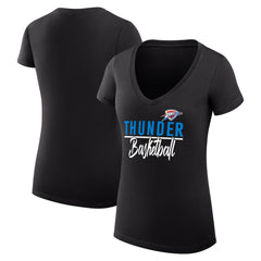 Black Oklahoma City Thunder G-III 4Her by Carl Banks Women's Super-Slim Fit Lightweight Team Sport V-Neck T-Shirt | NBA