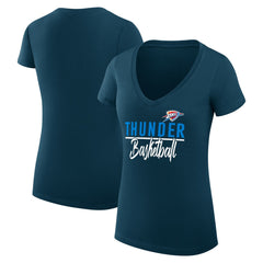 Navy Oklahoma City Thunder G-III 4Her by Carl Banks Women's Super-Slim Fit Lightweight Team Sport V-Neck T-Shirt | NBA