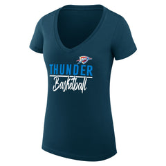Navy Oklahoma City Thunder G-III 4Her by Carl Banks Women's Super-Slim Fit Lightweight Team Sport V-Neck T-Shirt | NBA
