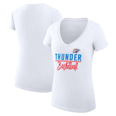 White Oklahoma City Thunder G-III 4Her by Carl Banks Women's Super-Slim Fit Lightweight Team Sport V-Neck T-Shirt | NBA