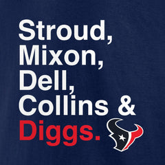Houston Texans Stroud, Mixon, Dell, Collins & Diggs T-Shirt | NFL New