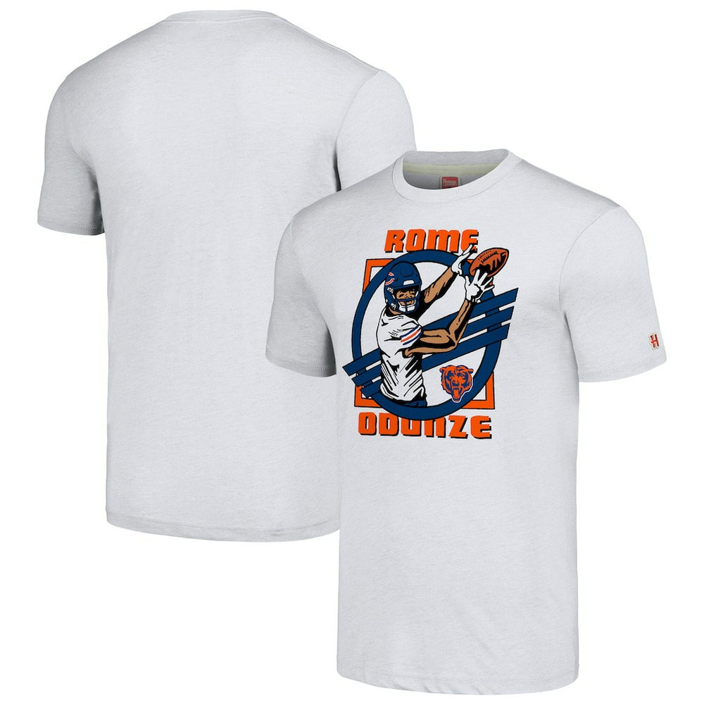 Chicago Bears Rome Odunze Homage Unisex Caricature Player Tri-Blend T-Shirt | NFL New
