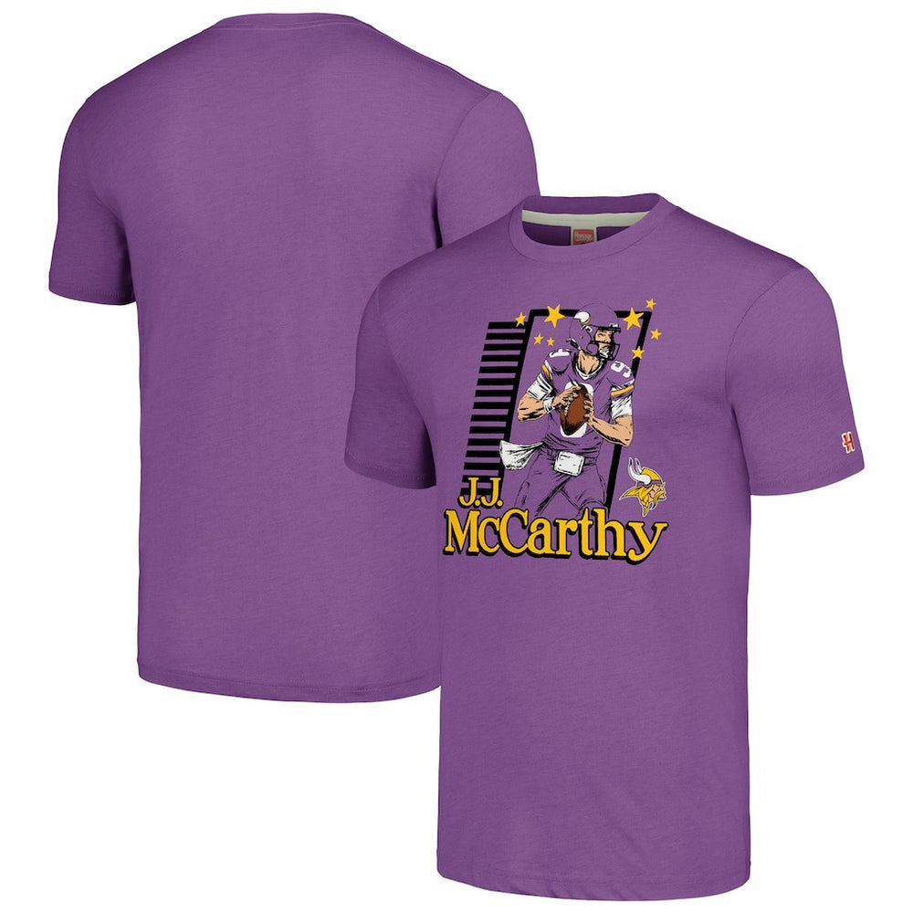 Minnesota Vikings J.J. McCarthy Homage Unisex Caricature Player Tri-Blend T-Shirt | NFL Discount