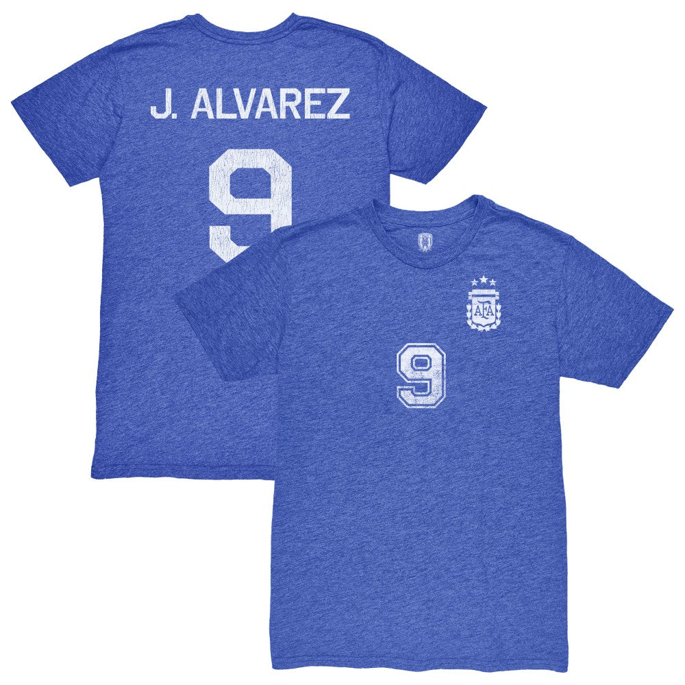 Julián Álvarez Argentina National Team 1863FC Retro Name & Number Tri-Blend T-Shirt