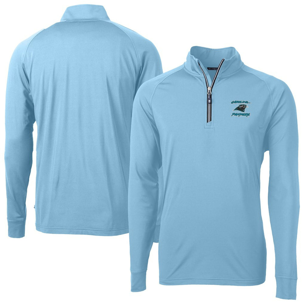 Carolina Panthers Cutter & Buck Adapt Eco Knit Stretch Recycled Raglan Quarter-Zip DryTec Top | NFL Discount