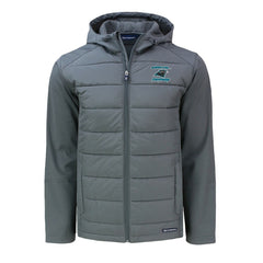 Carolina Panthers Cutter & Buck Evoke Hybrid Eco Softshell Recycled Full-Zip Hoodie Jacket | NFL Hot