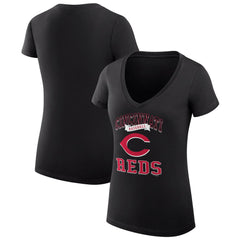 Cincinnati Reds G-III 4Her by Carl Banks Women's Super-Slim Fit Lightweight Team Logo Graphic V-Neck T-Shirt - MLB T-shirts