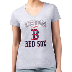 Boston Red Sox G-III 4Her by Carl Banks Women's Super-Slim Fit Lightweight Team Logo Graphic V-Neck T-Shirt - MLB T-shirts