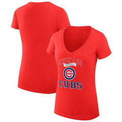Chicago Cubs G-III 4Her by Carl Banks Women's Super-Slim Fit Lightweight Team Logo Graphic V-Neck T-Shirt - MLB T-shirts