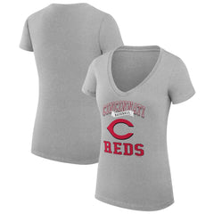 Cincinnati Reds G-III 4Her by Carl Banks Women's Super-Slim Fit Lightweight Team Logo Graphic V-Neck T-Shirt - MLB T-shirts