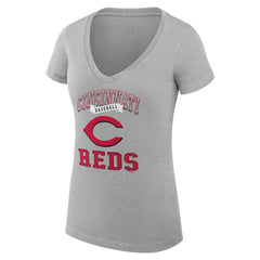 Cincinnati Reds G-III 4Her by Carl Banks Women's Super-Slim Fit Lightweight Team Logo Graphic V-Neck T-Shirt - MLB T-shirts