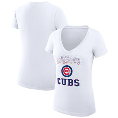 Chicago Cubs G-III 4Her by Carl Banks Women's Super-Slim Fit Lightweight Team Logo Graphic V-Neck T-Shirt - MLB T-shirts