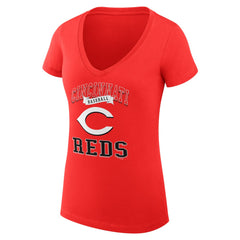 Cincinnati Reds G-III 4Her by Carl Banks Women's Super-Slim Fit Lightweight Team Logo Graphic V-Neck T-Shirt - MLB T-shirts