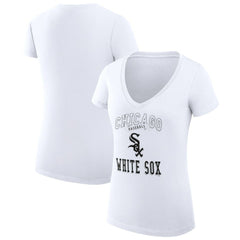Chicago White Sox G-III 4Her by Carl Banks Women's Super-Slim Fit Lightweight Team Logo Graphic V-Neck T-Shirt - MLB T-shirts
